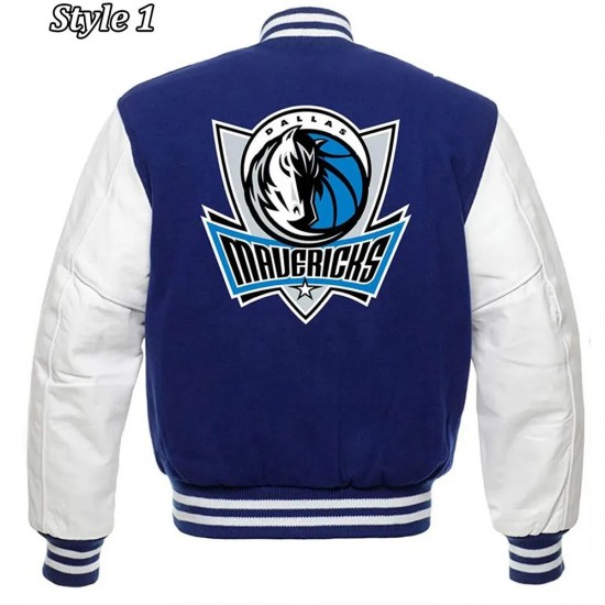 Dallas Mavericks NBA Letterman Blue and White Jacket Dallas Mavericks NBA Letterman Blue and White Jacket