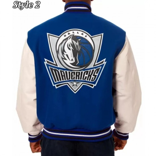 Dallas Mavericks NBA Letterman Blue and White Jacket Dallas Mavericks NBA Letterman Blue and White Jacket