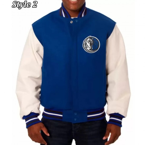 Dallas Mavericks NBA Letterman Blue and White Jacket Dallas Mavericks NBA Letterman Blue and White Jacket