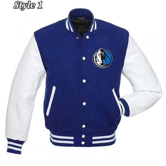 Dallas Mavericks NBA Letterman Blue and White Jacket Dallas Mavericks NBA Letterman Blue and White Jacket