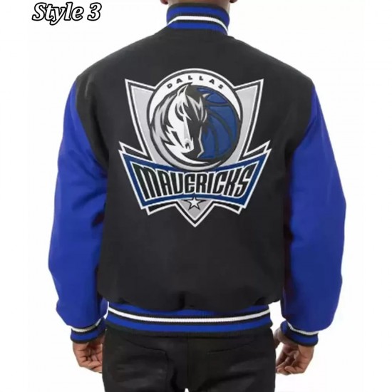 Dallas Mavericks NBA Letterman Blue and White Jacket Dallas Mavericks NBA Letterman Blue and White Jacket