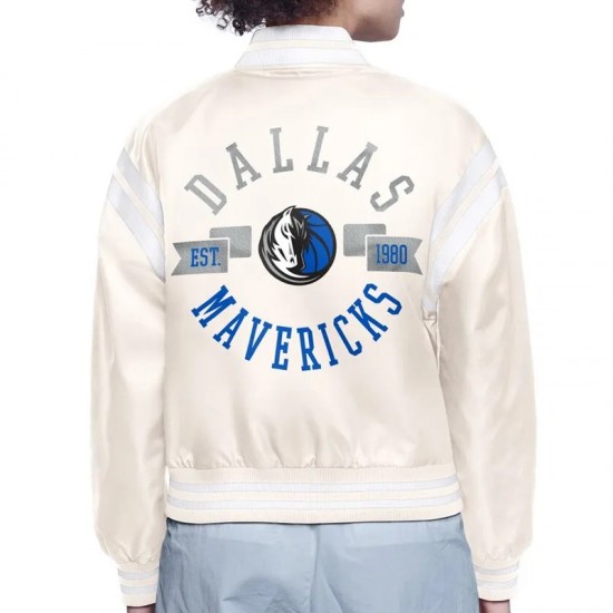 Dallas Mavericks Printed Logo Varsity Satin Jacket Dallas Mavericks Printed Logo Varsity Satin Jacket