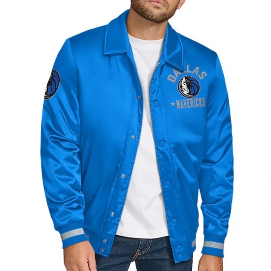 Dallas Mavericks Stitch Appliqué Blue Satin Jacket Dallas Mavericks Stitch Appliqué Blue Satin Jacket