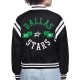 Dallas Stars Printed Logo Varsity Satin Jacket Dallas Stars Printed Logo Varsity Satin Jacket
