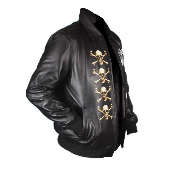 Danger Skull & Bone Ride Print Biker Leather Jacket for Men Danger Skull & Bone Ride Print Biker Leather Jacket for Men