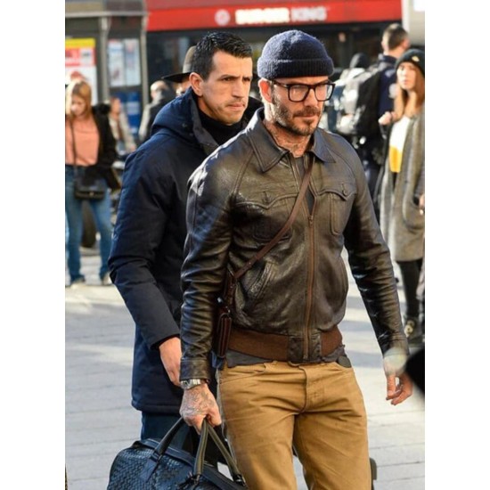 David Beckham Brown Leather Jacket David Beckham Brown Leather Jacket