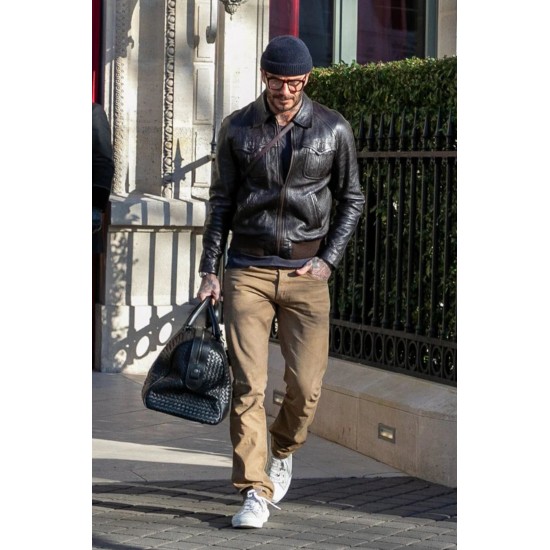 David Beckham Brown Leather Jacket David Beckham Brown Leather Jacket