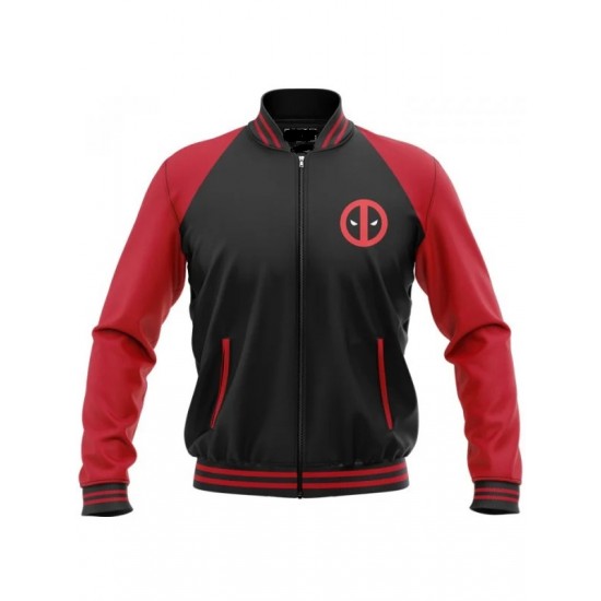 Deadpool Red and Black Varsity Jacket Deadpool Red and Black Varsity Jacket