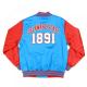 Delaware State Sky Blue and Red Baseball Jacket