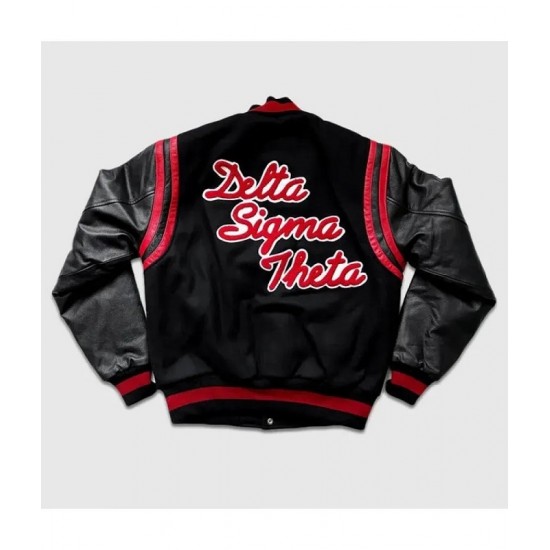 Delta Sigma Theta Black Varsity Jacket Delta Sigma Theta Black Varsity Jacket