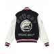 Denim Tears X Our Legacy TTL Black Wool and White Leather Varsity Jacket Denim Tears X Our Legacy TTL Black Wool and White Leather Varsity Jacket