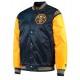 Denver Nuggets Starter Navy Blue and Yellow Satin Jacket