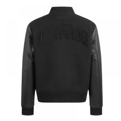 Denver Nuggets Triple Black Varsity Wool and Leather Jacket