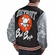 Detroit Bad Boys Black & Gray Varsity Satin Jacket