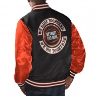 Detroit Bad Boys Black & Orange Varsity Satin Jacket