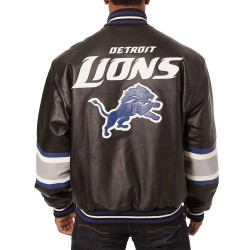 Detroit Lions Black Leather Varsity Jacket 