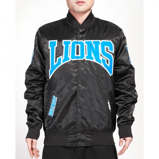 Detroit Lions Black Satin Jacket