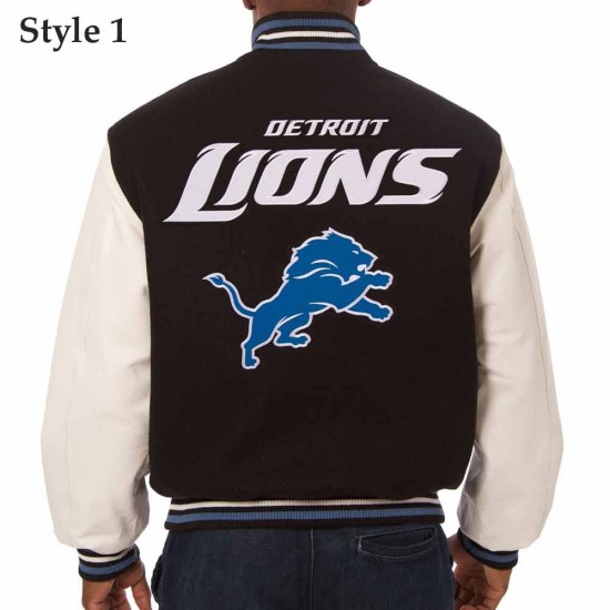 Detroit Lions Black and White Varsity Jacket Detroit Lions Black and White Varsity Jacket