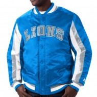 Detroit Lions Blue Stripe Satin Jacket