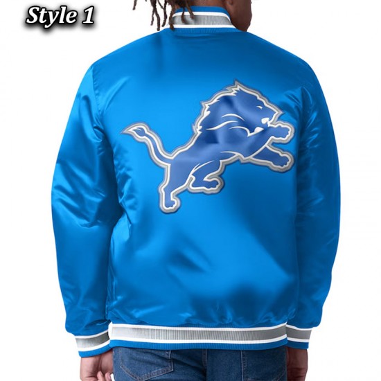 Detroit Lions Closer Blue/Silver Satin Jacket