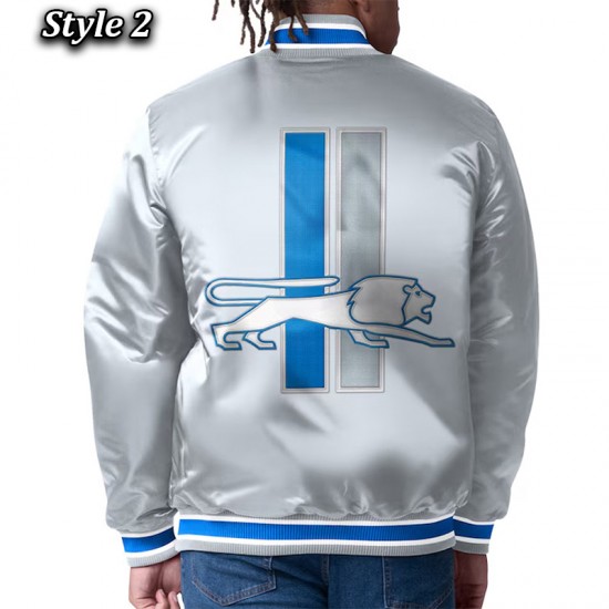 Detroit Lions Closer Blue/Silver Satin Jacket