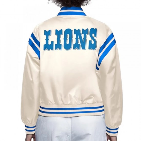 Detroit Lions Cream Full Count Satin Jacket