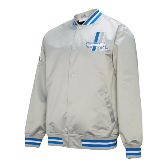 Detroit Lions Double Down Gray Satin Jacket