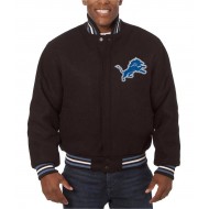 Detroit Lions Embroidered Black Wool Jacket