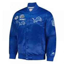 Detroit Lions Exclusive Blue Varsity Satin Jacket