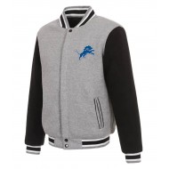 Detroit Lions Grey Black Varsity Wool Jacket