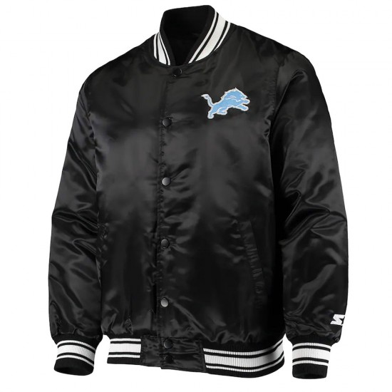 Detroit Lions Locker Room Black Satin Jacket Detroit Lions Locker Room Black Satin Jacket