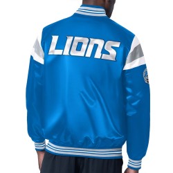 Detroit Lions Midweight Blue Satin Jacket