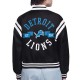Detroit Lions Printed Logo Varsity Satin Jacket Detroit Lions Printed Logo Varsity Satin Jacket