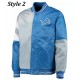 Detroit Lions Satin Blue and Grey Starter Jacket Detroit Lions Satin Blue and Grey Starter Jacket