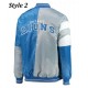 Detroit Lions Satin Blue and Grey Starter Jacket Detroit Lions Satin Blue and Grey Starter Jacket