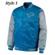 Detroit Lions Satin Blue and Grey Starter Jacket Detroit Lions Satin Blue and Grey Starter Jacket