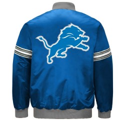 Detroit Lions Striped Blue Satin Jacket