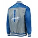 Detroit Lions The Tradition II Grey and Blue Varsity Satin Jacket Detroit Lions The Tradition II Grey and Blue Varsity Satin Jacket
