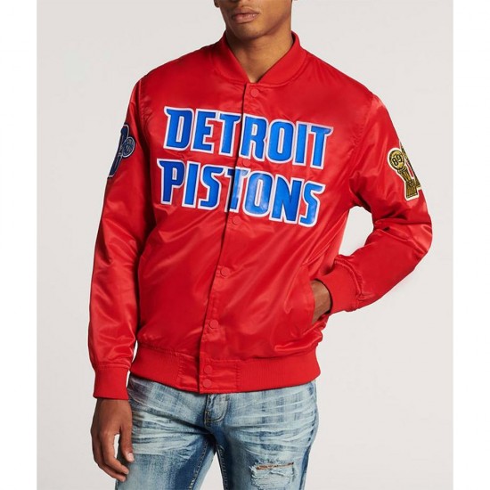 Detroit Pistons Big Logo Black Satin Jacket Detroit Pistons Big Logo Black Satin Jacket