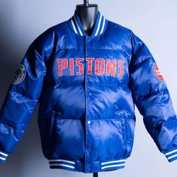 Detroit Pistons Blue Down Bubble Jacket