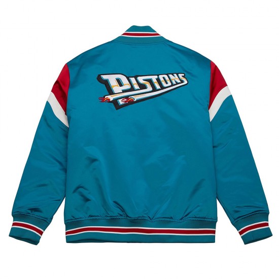 Detroit Pistons Heavyweight Aqua Satin Jacket