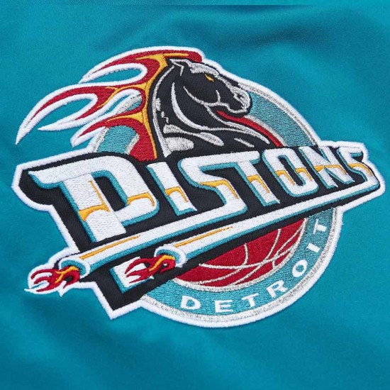 Detroit Pistons Heavyweight Aqua Satin Jacket