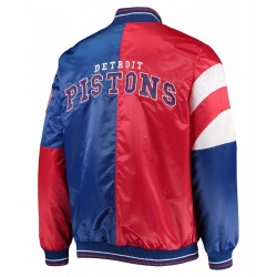 Detroit Pistons Leader Full-Snap Red and Blue Satin Jacket
