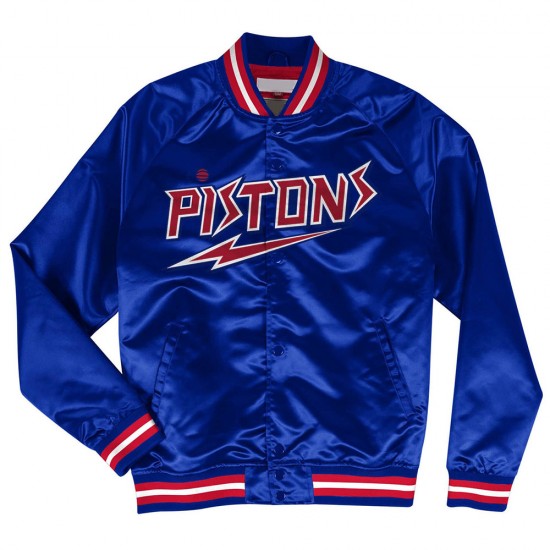 Detroit Pistons Lightweight Blue Satin Jacket