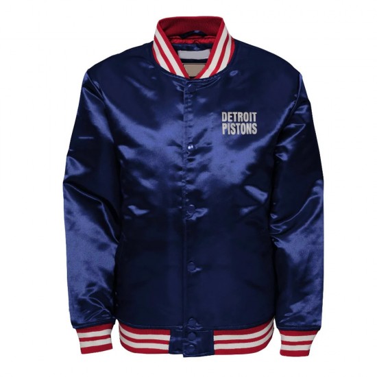 Detroit Pistons Navy Heavyweight Satin Jacket Detroit Pistons Navy Heavyweight Satin Jacket