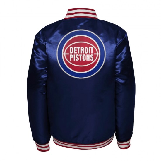 Detroit Pistons Navy Heavyweight Satin Jacket Detroit Pistons Navy Heavyweight Satin Jacket