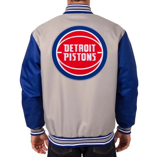Detroit Pistons Poly Twill Jacket Gray Blue Detroit Pistons Poly Twill Jacket Gray Blue