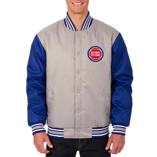 Detroit Pistons Poly Twill Jacket Gray Blue Detroit Pistons Poly Twill Jacket Gray Blue