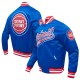 Detroit Pistons Script Tail Blue Satin Jacket