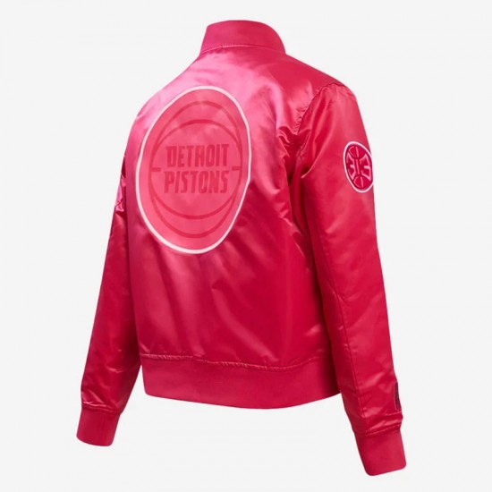 Detroit Pistons Triple Pink Satin Jacket